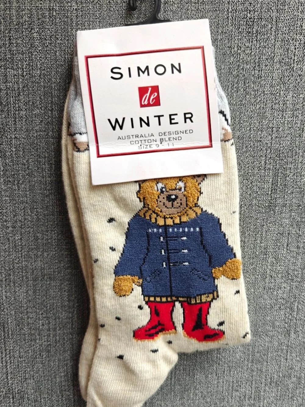 NWT Simon de Winter Duffle Coat Teddy Bear Knit Crew Socks Winter Vintage